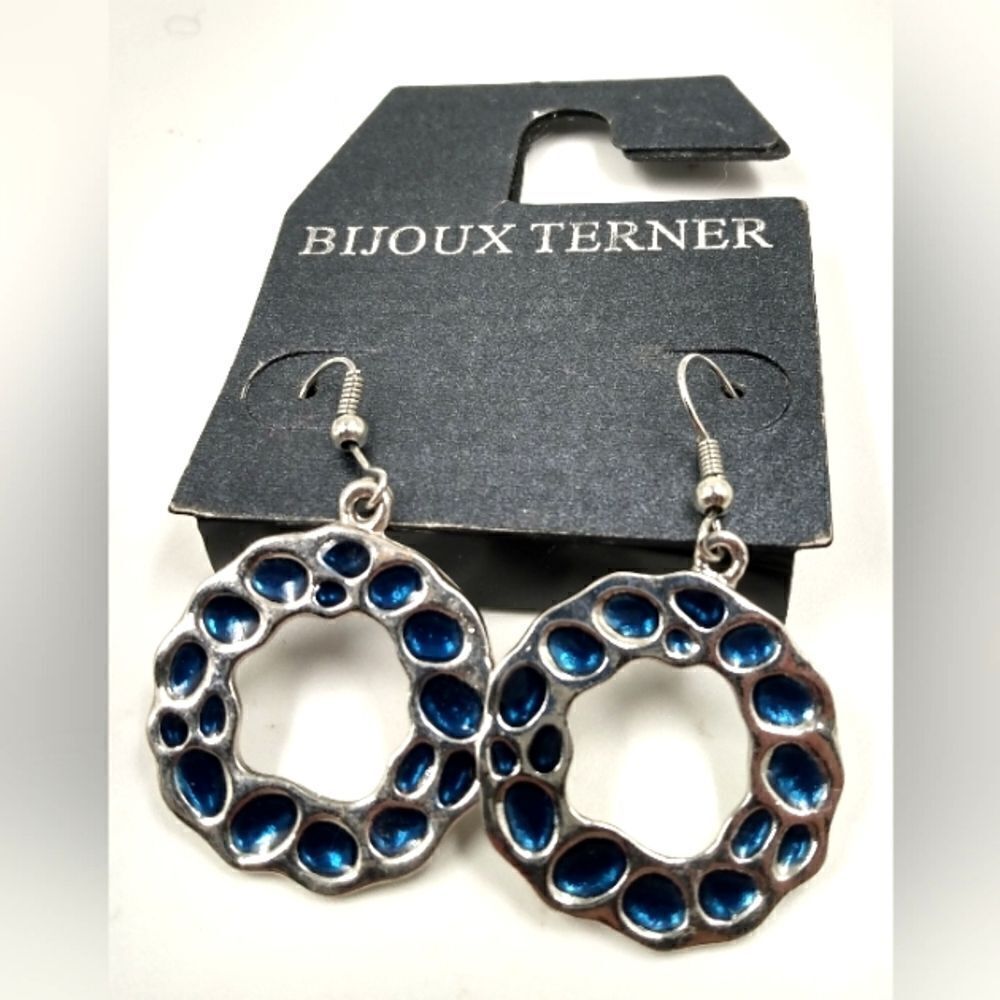 Bijoux Terner Animal Print Earrings Jewelry Blue Stone New - Picture 5 of 7